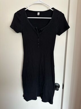 American Apparel Black Ribbed Henley Tunic